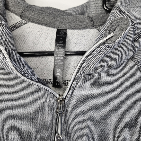 90 degree zip up gray and white stripe hoodie with thumb holes M - Picture 3 of 5